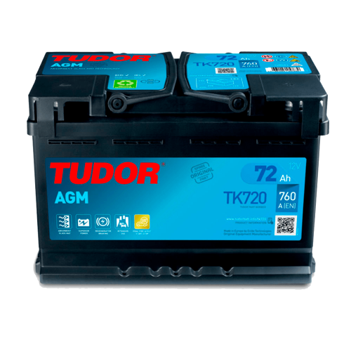 Tudor TK720 AGM Batería coche 72Ah 760A EN 12V