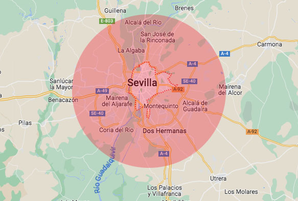 zonas donde ofrecemos el servicio de instalación de baterías de coche a domicilio en Sevilla